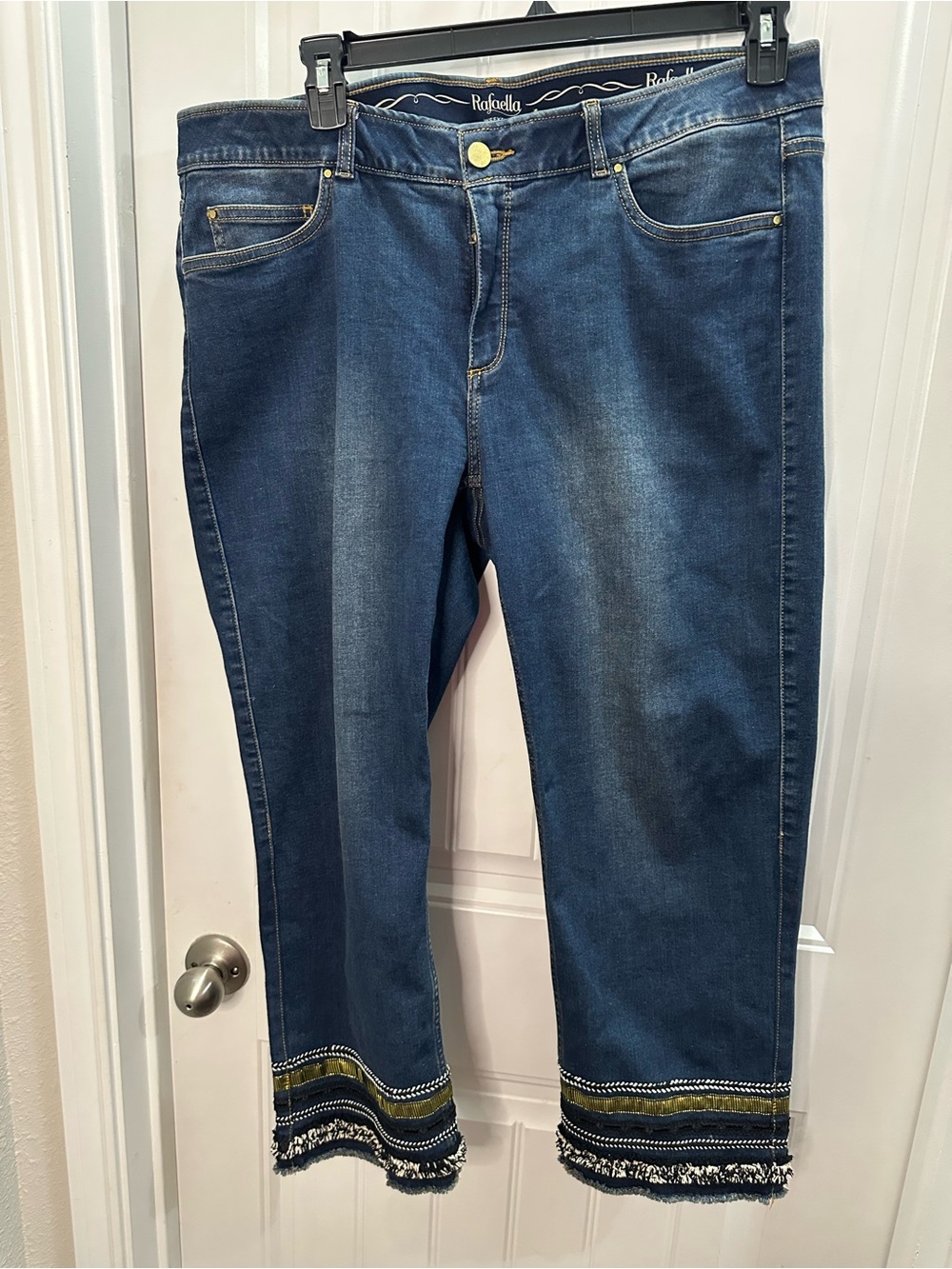 Rafaella Dark Wash Jeans with Decorative Hem stretch comfort waistband 16w